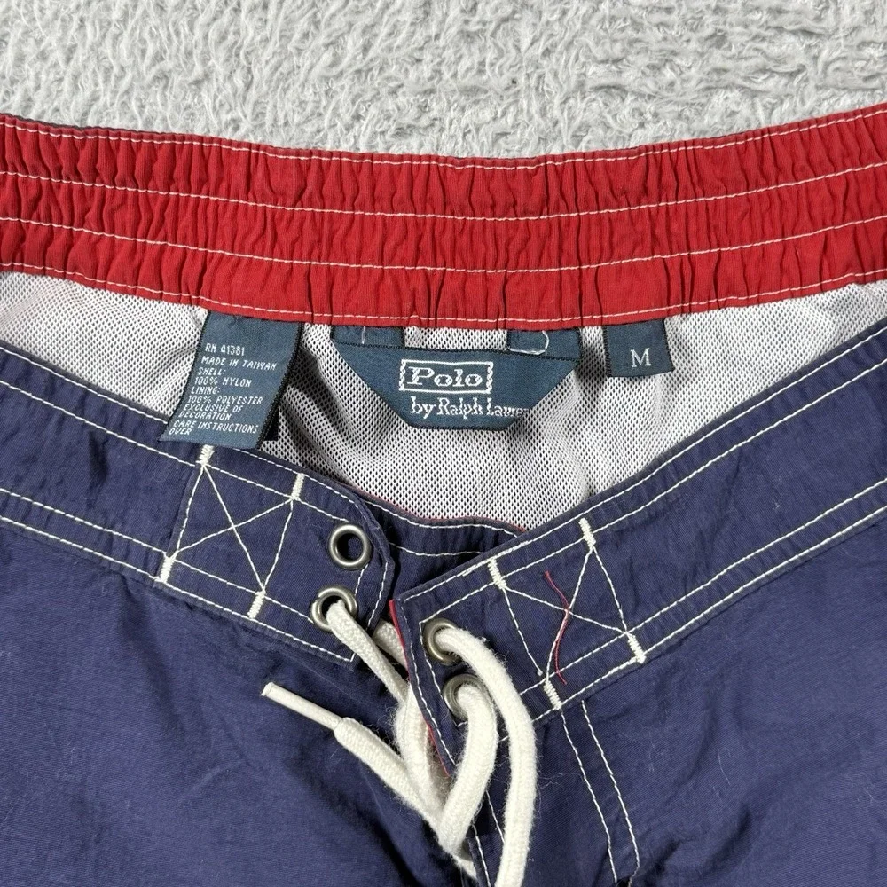 Vintage Polo Ralph Lauren Swim Trunks Mens‎ Medium Blue Bathing Suit Mesh Lined
